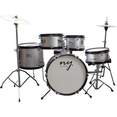 Bateria Acústica Infantil Junior 2t Prata Com Banco New York [f097]