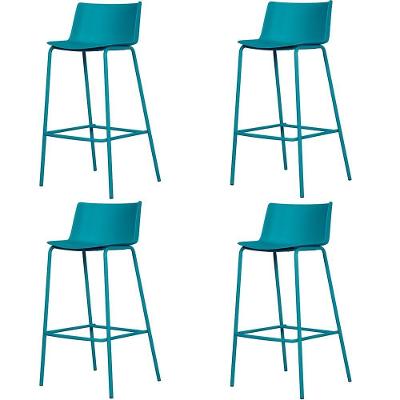Kit 4 Banquetas Ipanema Média Fratini 86,50 Cm (altura) Em Polipropileno Base Em Aço Azul Sonho Distante