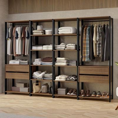 Guarda-roupa Closet Modulado Valencia 4 Gavetas 258cm Rustic-Preto Madesa 02