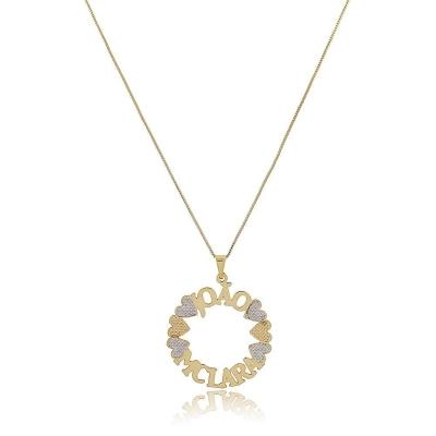 Colar Personalizado De Mandala Com Nomes De Filhos Folheado Em Ouro 18k [f027]