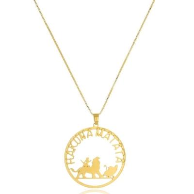 Colar Personalizado Hakuna Matata Folheado Em Ouro 18k [f027]