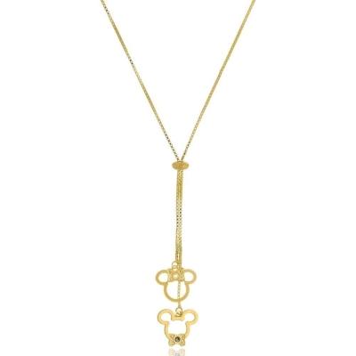 Colar Personalizado Gravata Mickey E Minnie Folheado Em Ouro 18k [f027]
