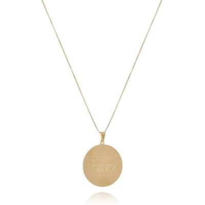 Colar Personalizado Circular Chapado Com Nome Folheado Em Ouro 18k [f027]