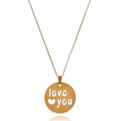 Colar Personalizado Circular Chapado Escrito Frase Vazada Folheado Em Ouro 18k [f027]