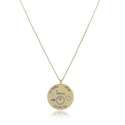 Colar Personalizado Com Dados Do Filho Folheado Em Ouro 18k [f027]