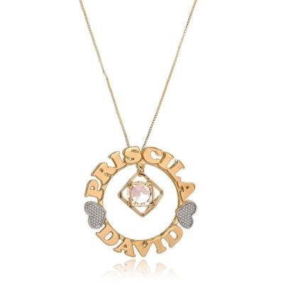 Colar Personalizado Mandala Nomes E Pingente Em Zircônia [f027]