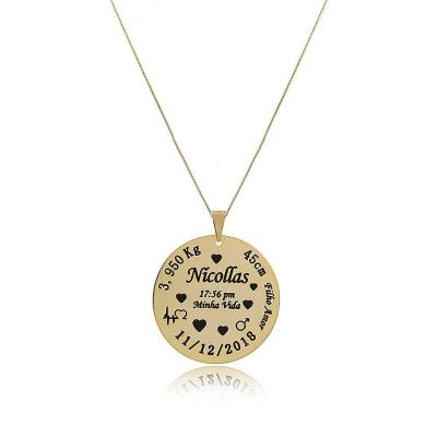 Colar Personalizado Dados Completos Nascimento [f027]