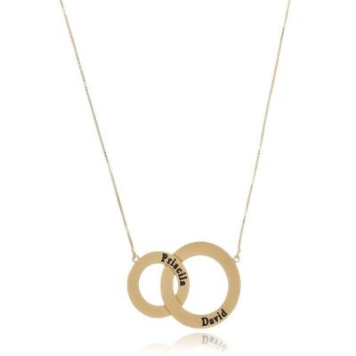 Colar Personalizado Círculos Entrelaçados Com Nomes Folheado Em Ouro 18k [f027]