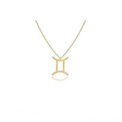Colar Personalizado Signo De Gêmeos Folheado Em Ouro 18k [f027]