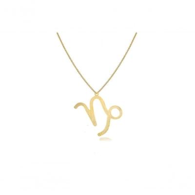Colar Personalizado Signo De Capricórnio Folheado Em Ouro 18k [f027]