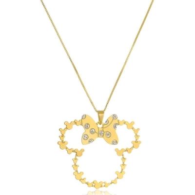 Colar Personalizado Minnie Vazado Com Zircônia [f027]