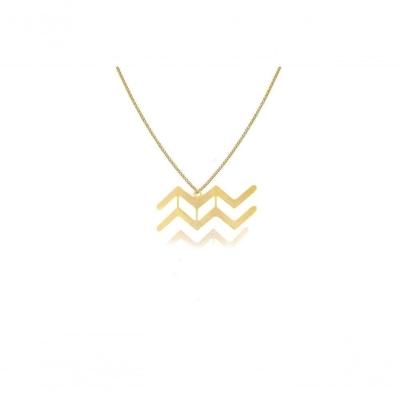 Colar Personalizado Signo De Aquário Folheado Em Ouro 18k [f027]
