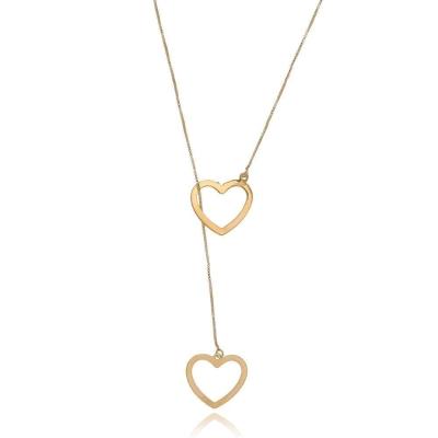 Colar Personalizado Regulável De Coração Vazado Folheado Em Ouro 18k [f027]