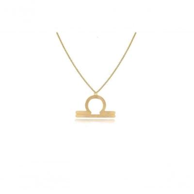 Colar Personalizado Signo De Libra Folheado Em Ouro 18k [f027]