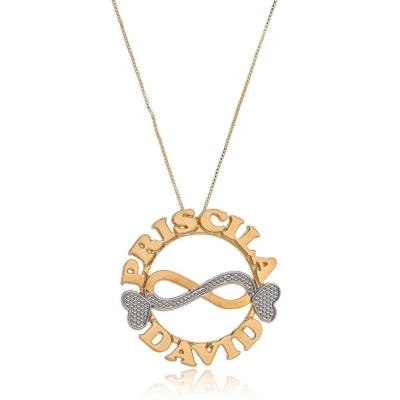 Colar Personalizado Mandala Com Infinito Trabalhado Em Ródio [f027]