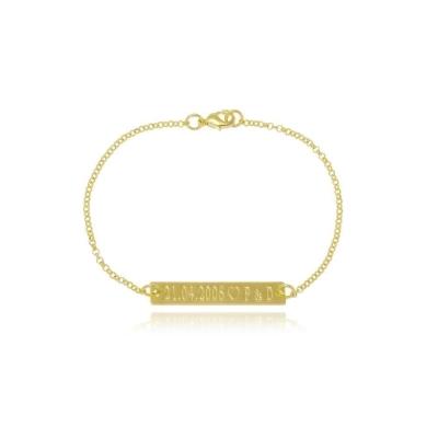 Pulseira Chapada Personalizada Com Data Iniciais Folheada Em Ouro 18k [f027]