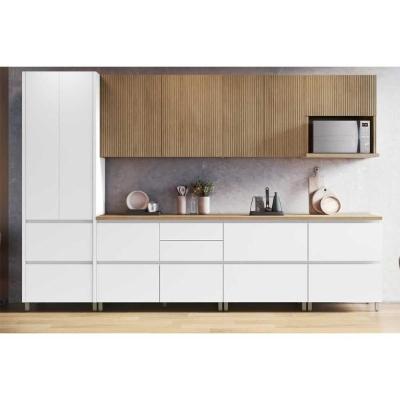 Armário de Cozinha Modulado Completa Rainha 7 Peças Branca/Nature - Nesher