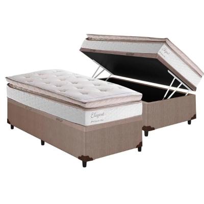 Cama Box Baú Solteiro: Colchão Molas Ensacadas Herval MasterPocket Elegant + Base CRC Courano Clean(88x188)