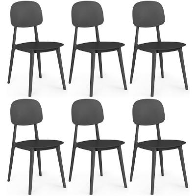 Kit 6 Cadeiras Itália Para Sala/cozinha Em Polipropileno - Preto