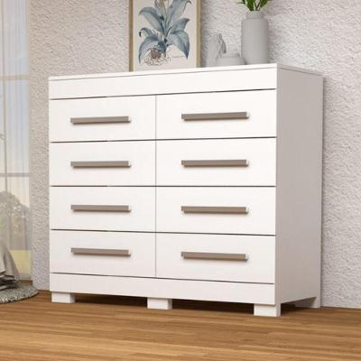 Cômoda Nalu 8 Gavetas 100% Mdf Com Pés Acp Móveis Branco