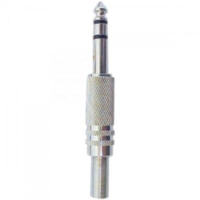 Plug P10 Estéreo Metal Com Mola Niquelado Genérico Storm - Pct - 50 [f002]