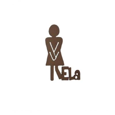Plaquinha Para Banheiro Feminino Ela 3mm Natural [f031]