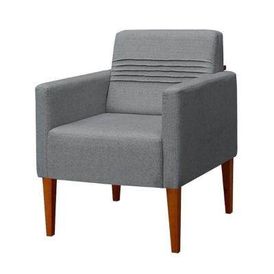 Poltrona Aila Com Base Fixa De Madeira Em Linho Due Decor Chumbo