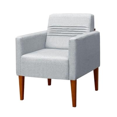 Poltrona Aila Com Base Fixa De Madeira Em Linho Due Decor Prata