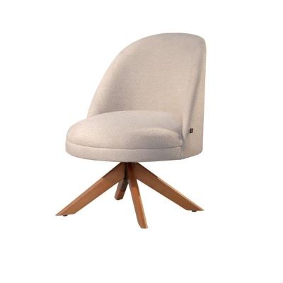 Poltrona Lilli Com Base Giratória De Madeira Due Decor Bege