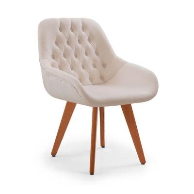 Poltrona Pandora Com Base Fixa Em Madeira Due Decor Bege
