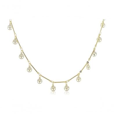Choker árvores Da Vida Folheado Em Ouro 18k [f027]