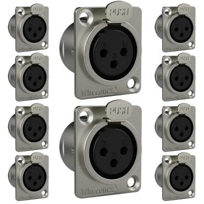 Conector Xlr Femea Wc 1023 Fp Bk Ni 3p Painel Wireconex 10 Unidades [f108]