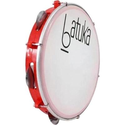 Pandeiro 10" Batuka Pele Leitosa Luen Vermelho