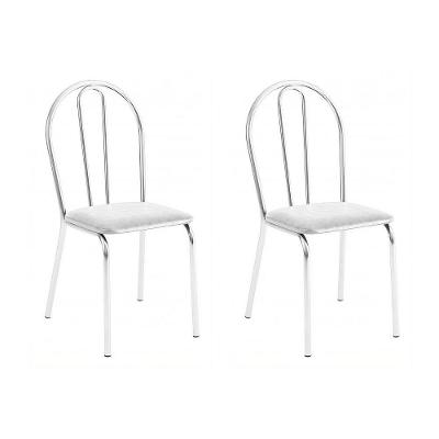 Kit 2 Cadeiras Lisboa Cromada Para Cozinha Ou área Gourmet-assento Sintético Branco