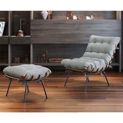 Poltrona E Puff M06 Estrutura Em Ferro Mais Decor Preto/cinza