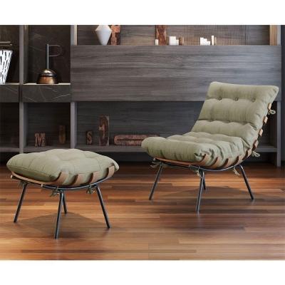 Poltrona E Puff M06 Estrutura Em Ferro Mais Decor Preto/bege