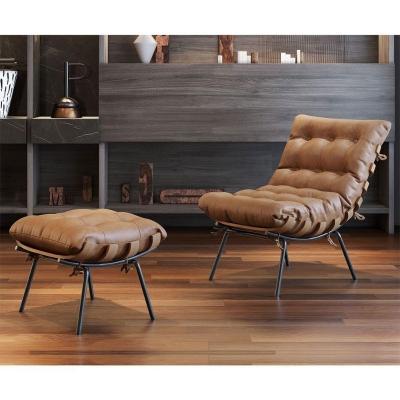 Poltrona E Puff M06 Estrutura Em Ferro Mais Decor Preto/marrom