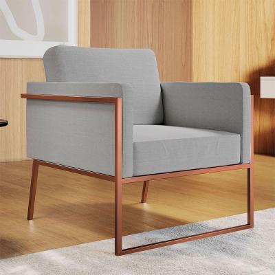 Poltrona Em Linho M04 Estrutura Em Ferro Mais Decor Cobre/cinza