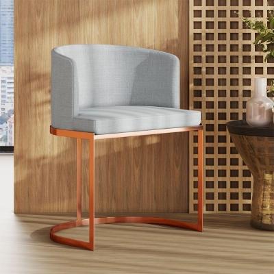 Poltrona M05 Em Linho Estrutura De Ferro Mais Decor Cobre/cinza