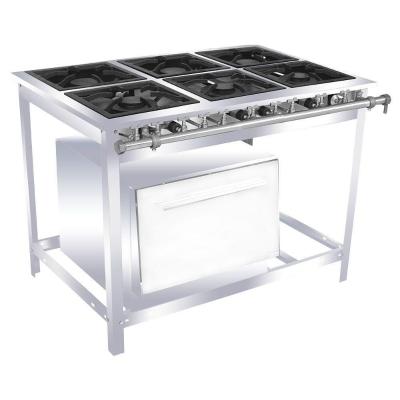 Fogão Industrial Venâncio 6 Bocas 3 Duplas A Gás Baixa Pressão Inox Com Forno Ei6d3f