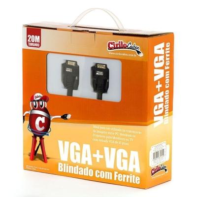 Cabo Vga Blindado Com Ferrite - 20 Metros - Cirilo Cabos