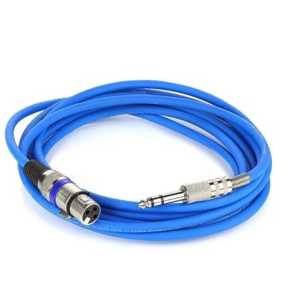 Cabo De Microfone Xlr Para P10 Estereo - Azul - 4 Metros