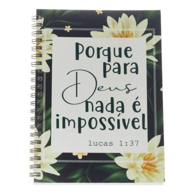 Caderno Capa Dura Universitário 1 Matéria Para Deus Nada é Impossível Cristão