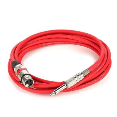 Cabo De Microfone Xlr Femea Para P10 Mono - Vermelho - 4 Metros