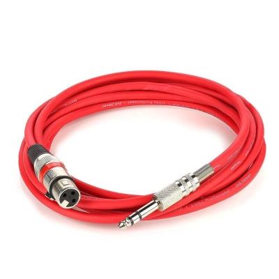 Cabo De Microfone Xlr Para P10 Estereo - Vermelho - 4 Metros