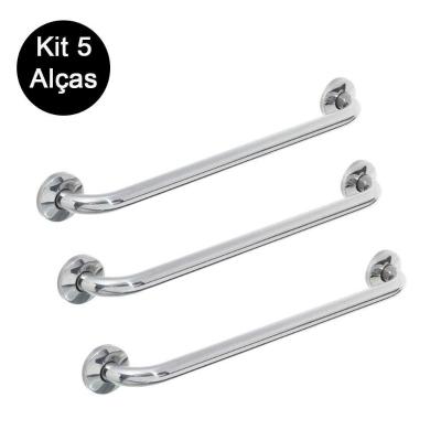 Kit 5 Alças Apoio Banheiro Deficiente Idoso Acessibilidade Cadeirante Inox.