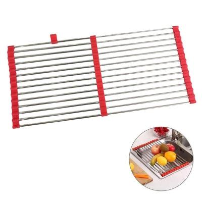 Escorredor Esteira Cozinha Louça Pia Cuba Extensivo Inox Silicone Compacto Flexivel Multiuso Pratico