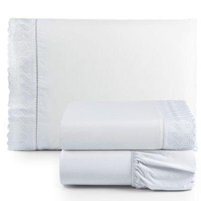 Jogo De Lençol Suave Lese Percal 180 Fios Solteiro 3 Peças Barato - Branco