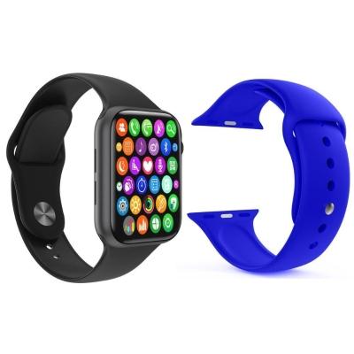 Kit 1 Smartwatch Iwo 8 Preto + 1 Pulseira Extra Azul Escuro