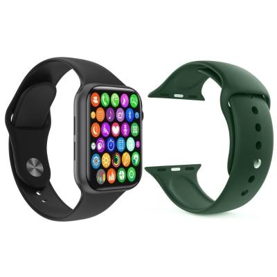Kit 1 Smartwatch Iwo 8 Preto + 1 Pulseira Extra Verde Escuro